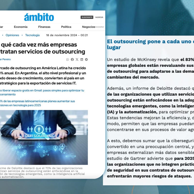 Ámbito Financiero destacó la visión de Epidata sobre por qué el outsourcing en tecnología es clave para los negocios